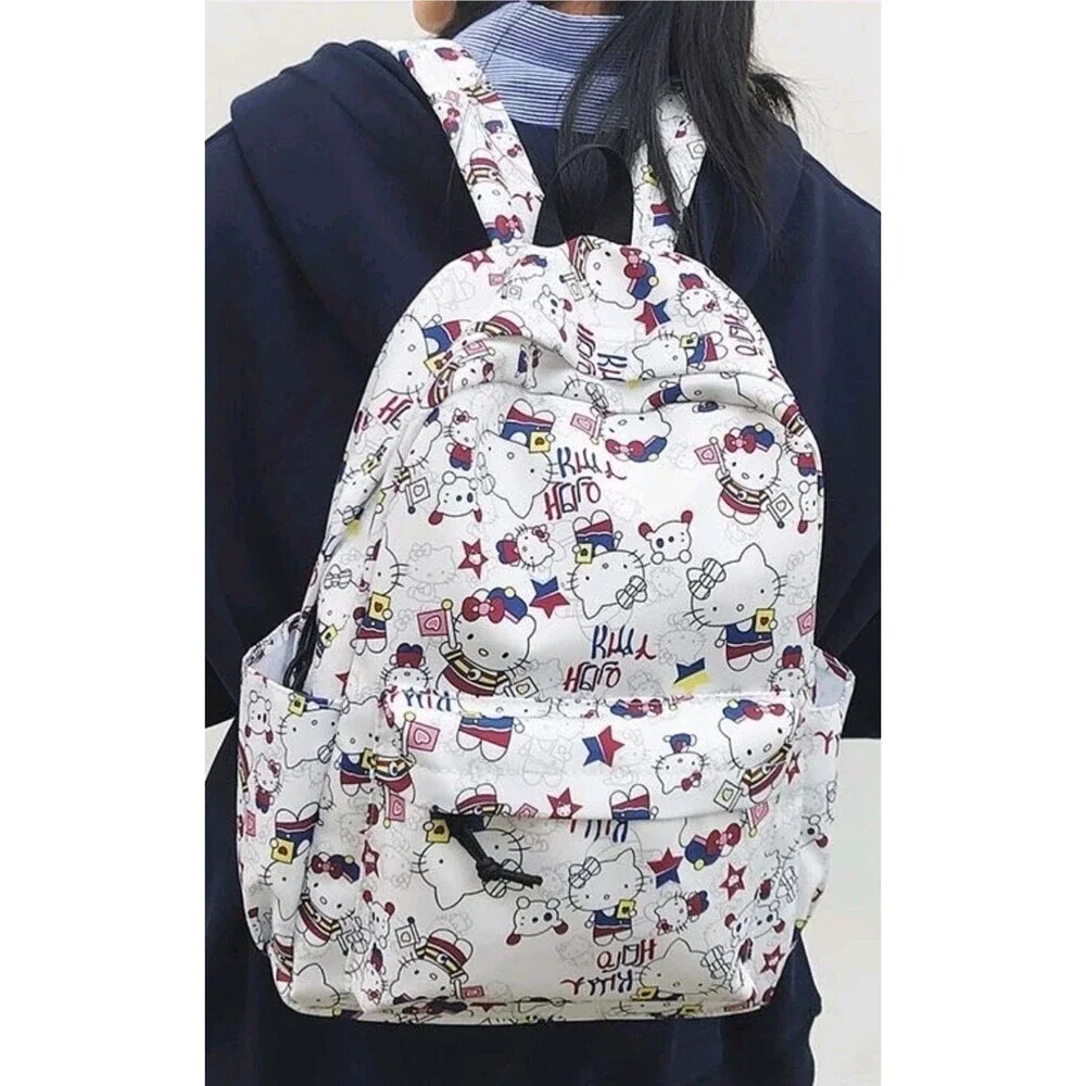 Hello Kitty Cute Printed Graffiti Schoolgirl Bags Large Capacity Backpack